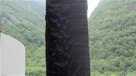 The unusual watery black monolith outside the Norwegian Nature Centre Hardanger in Upper Eidfjord, only recently opened.  29.1 miles into the ride